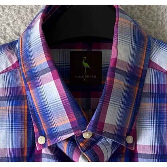 TAILORBYRD Shirt Plaid Long Sleeve Flip Cuff Button Front Shirt Size XL - Picture 3 of 11